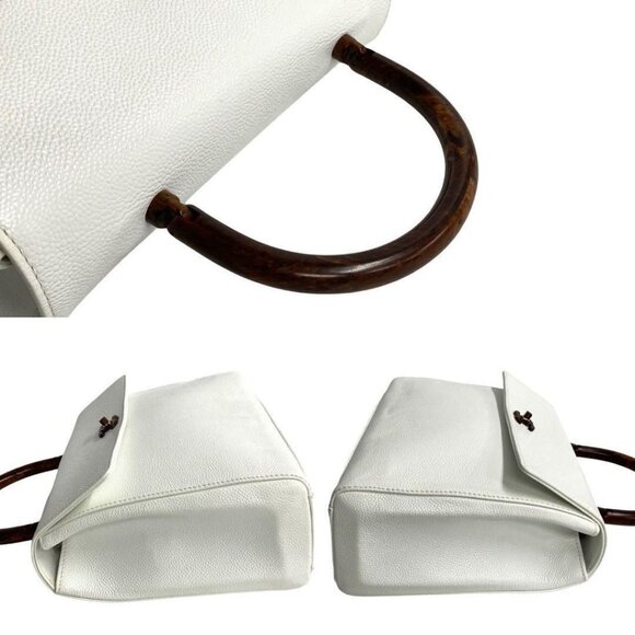 Authentic CHANEL Vintage Kelly Caviar Leather Top Handle Flap Bag Wood Handle - Picture 7 of 14